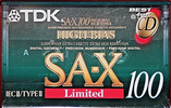 Compact Cassette TDK SA-X 100 "SA-X Limited" Type II Chrome 1992 North America