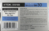 Compact Cassette TDK PRO SM 30 "SM30" Type II Chrome 1989 USA