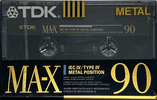 Compact Cassette TDK MA-X 90 Type IV Metal 1990 North America