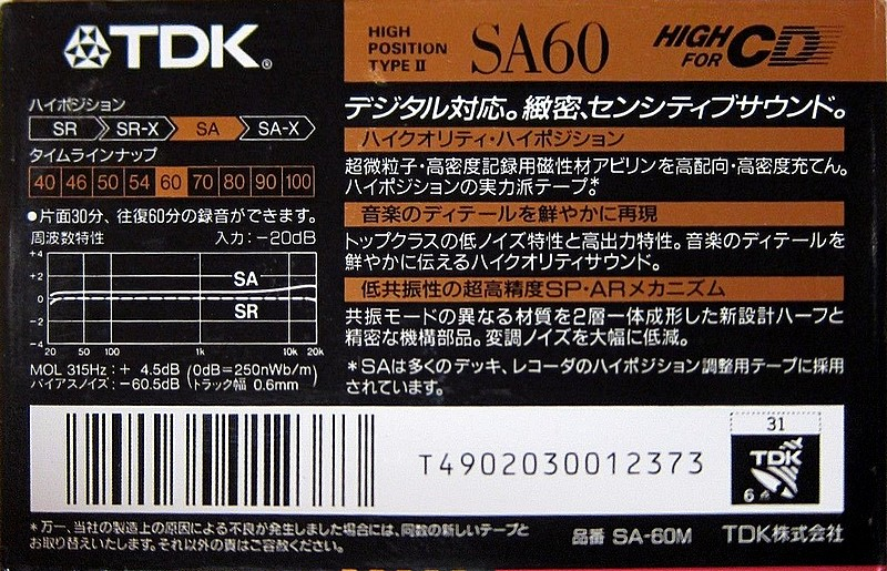 Compact Cassette: TDK  - SA 60