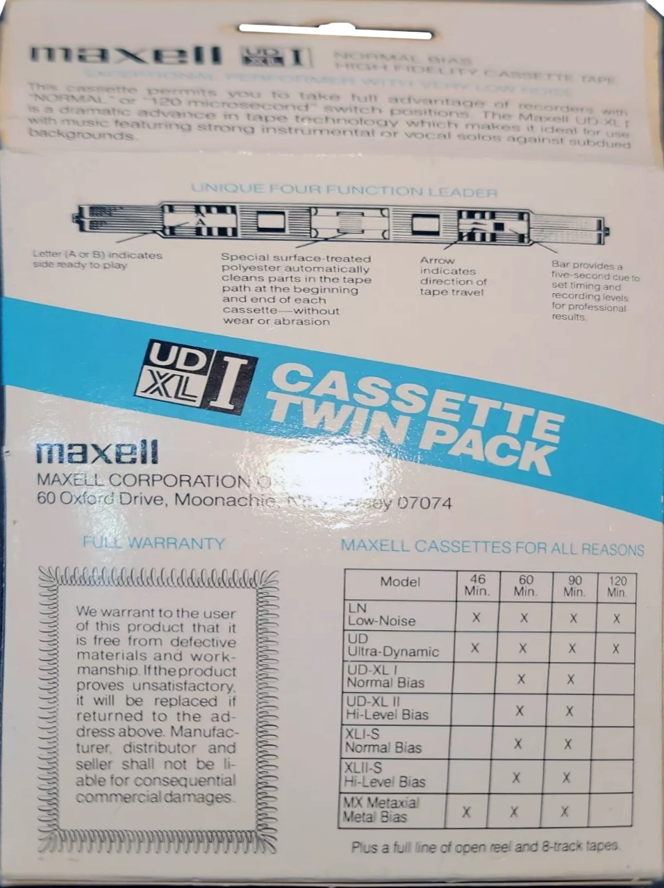 Blister Maxell XLI 90 Type I Normal 1978 USA