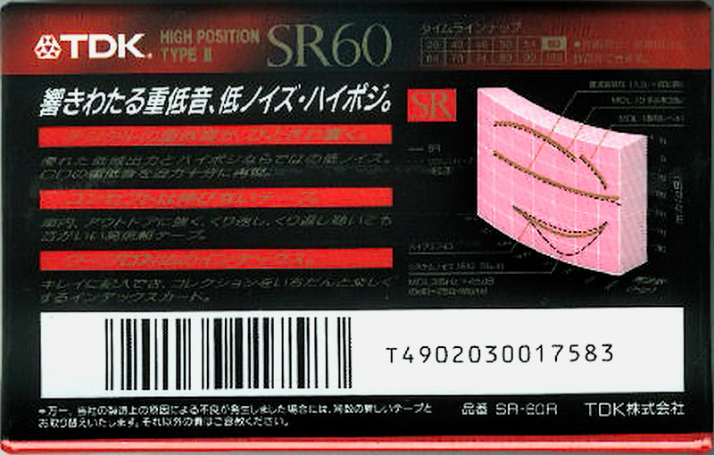 Compact Cassette TDK SR 60 "SR-60R" Type II Chrome 1992 Japan