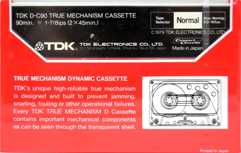 Compact Cassette TDK D 90 Type I Normal 1979 Japan