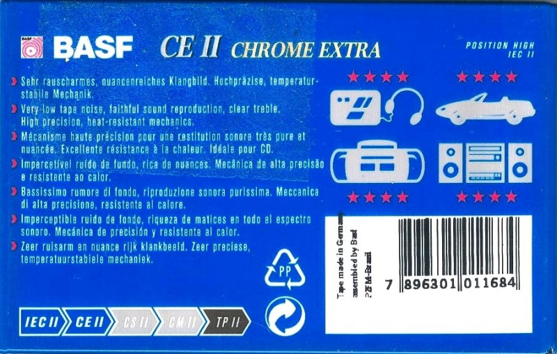 Compact Cassette BASF CE II Chrome Extra 60 Type II Chrome 1995 Latin America