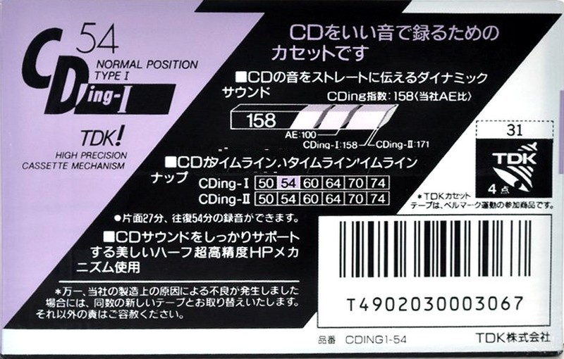 Compact Cassette: TDK  - CDing-I 54