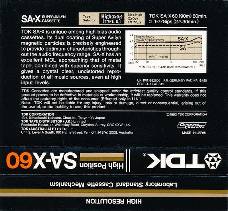 Compact Cassette: TDK  - SA-X 60