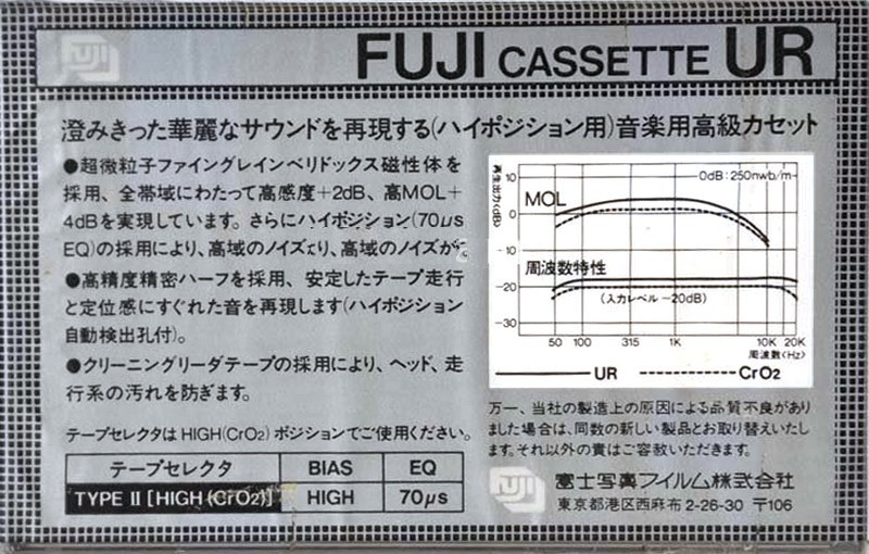 Compact Cassette Fuji UR 90 Type II Chrome 1980 Japan