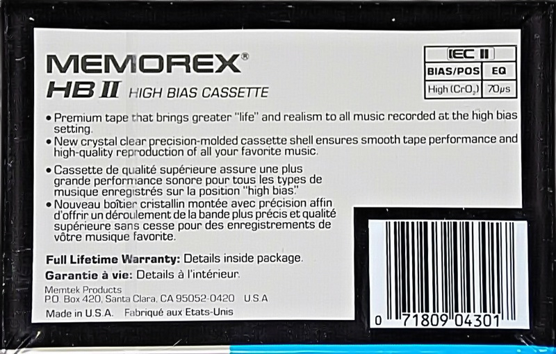 Compact Cassette: Memorex  - HB II 60