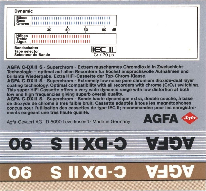 Compact Cassette AGFA C-DX II S 90 Type II Chrome 1987 Europe