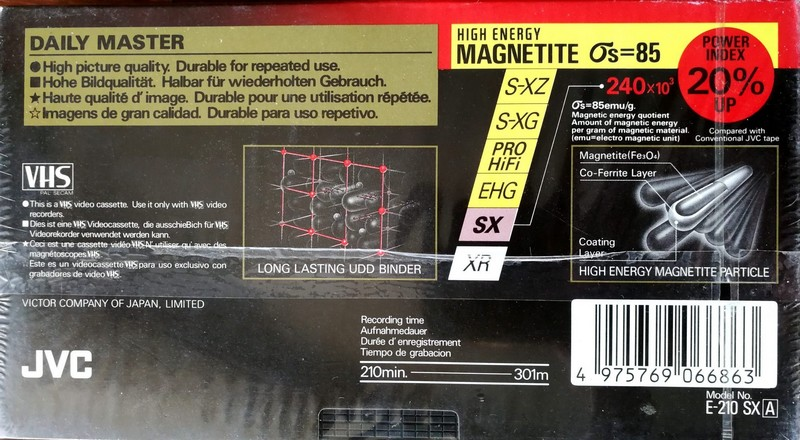 VHS, Video Home System JVC SX 210 "E-210 SX A" Type I Normal 1995 Europe