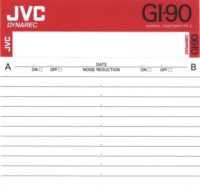 Compact Cassette JVC GI 90 "G1-90" Type I Normal 1988 North America