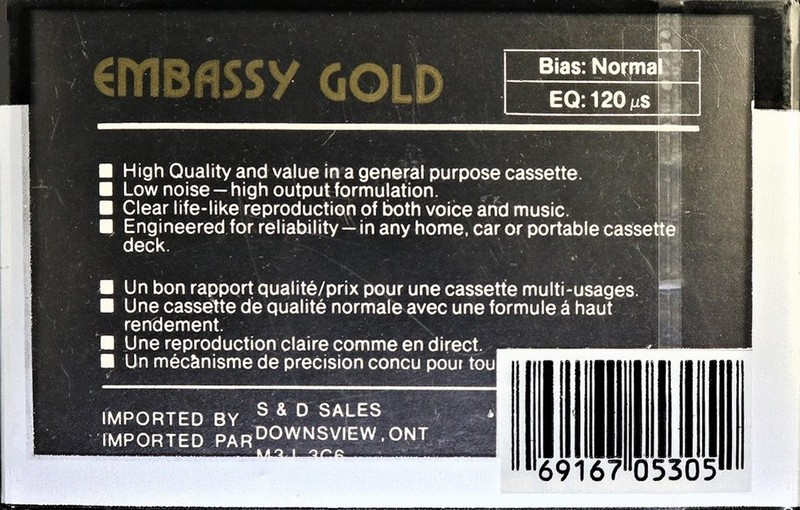 Compact Cassette:  Embassy Gold -  60