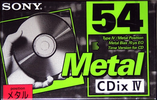 Compact Cassette Sony CDix IV 54 "C-54CDX4B" Type IV Metal 1994 Japan