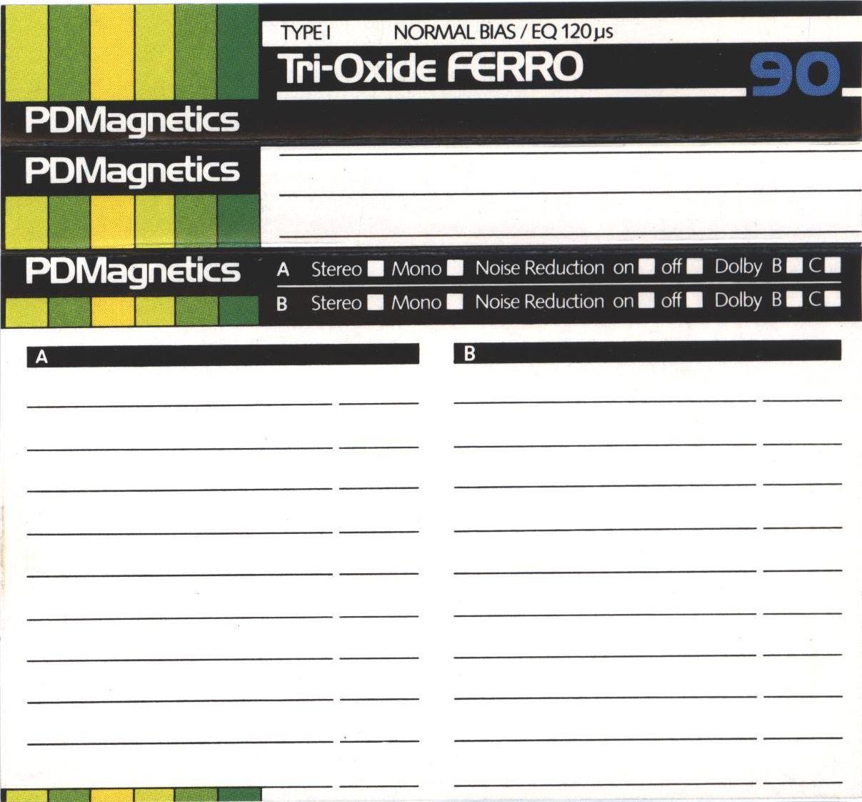 Compact Cassette PDM Tri-Oxide Ferro 90 Type I Normal 1983 Europe
