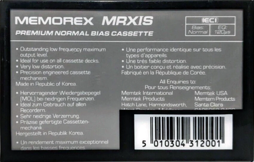 Compact Cassette Memorex MRX IS 90 Type I Normal 1988 Europe
