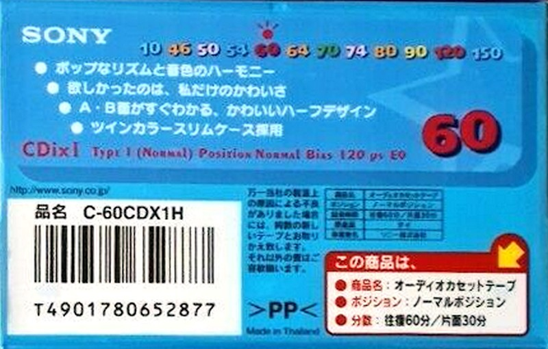 Compact Cassette Sony CDix I 60 "C-60CDX1H" Type I Normal 2000 Japan