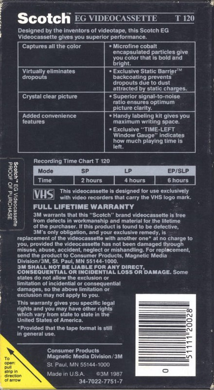 VHS, Video Home System: 3M Scotch - EG 120