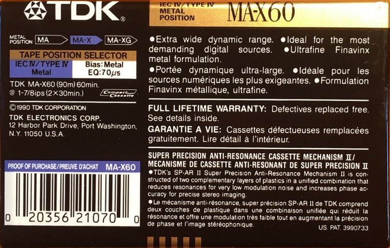 Compact Cassette: TDK  - MA-X 60