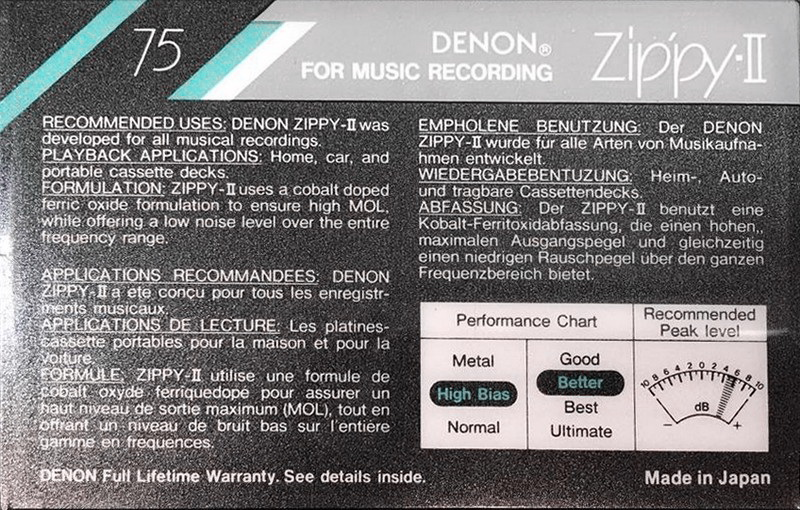 Compact Cassette: Nippon Columbia / Denon Denon - Zippy-II 75