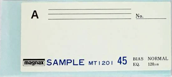 Compact Cassette Magnax 45 "SAMPLE MT 1301" Type I Normal 1981 Japan