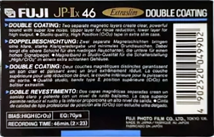 Compact Cassette Fuji JP-IIx 46 Type II Chrome 1992 Europe