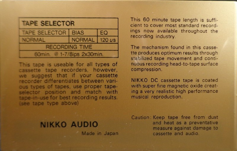 Compact Cassette Nikko DC 60 Type I Normal USA