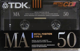 Compact Cassette TDK MA 50 "MA-50M" Type IV Metal 1990 Japan