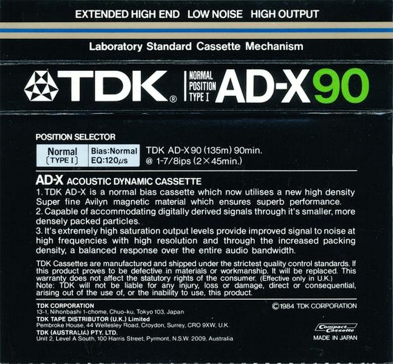 Compact Cassette: TDK  - AD-X 90