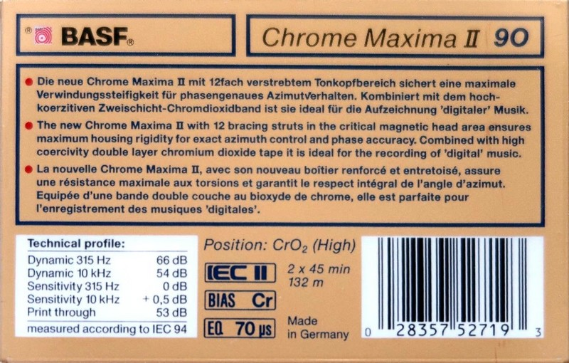 Compact Cassette: BASF  - Chrome Maxima II 90