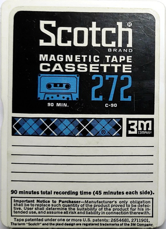 Compact Cassette Scotch 272 90 Type I Normal 1968 USA