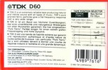 Compact Cassette TDK 60 Type I Normal 1985 Australia, Europe