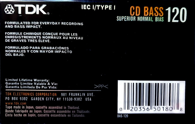 Compact Cassette TDK CD Bass 120 "BAS-120" Type I Normal 2008 North America