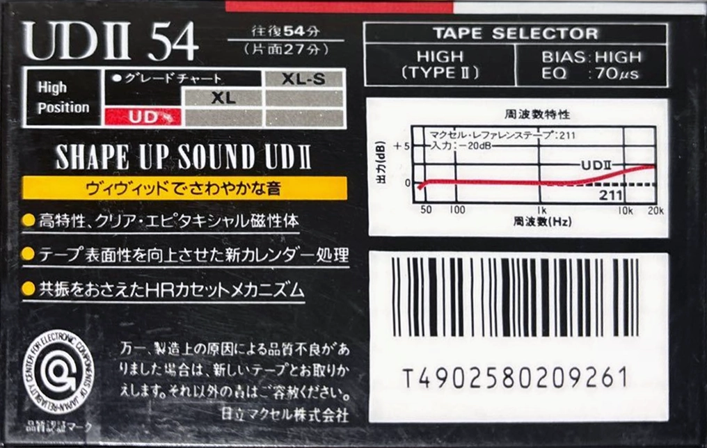 Compact Cassette Maxell UDII / UD2 54 Type II Chrome 1988 Japan