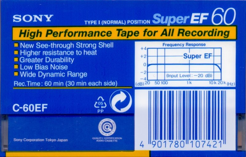 Compact Cassette Sony Super EF 60 "C-60EF" Type I Normal 1992 Europe