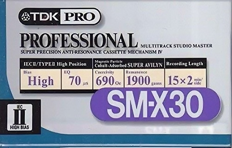 Compact Cassette TDK PRO SM-X 30 "SM-X30" Type II Chrome 1997 North America