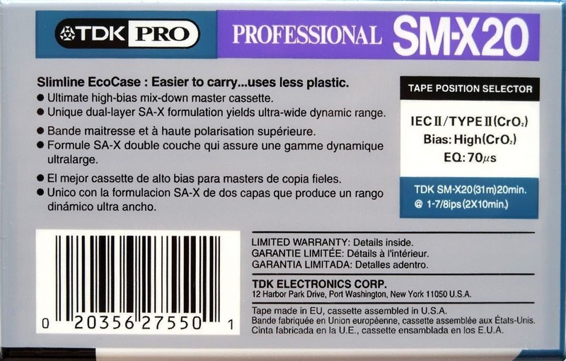 Compact Cassette TDK PRO SM-X 30 "SM-X30" Type II Chrome 1997 North America
