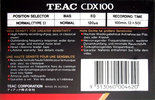 Compact Cassette Teac CDX 100 Type I Normal 1990 Europe