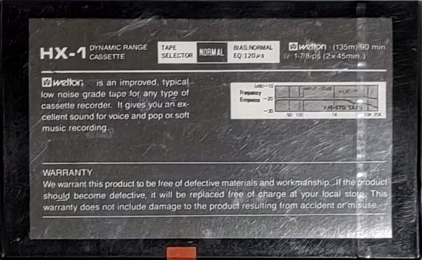 Compact Cassette Welton 90 "HX-1" Type I Normal 1988 Europe