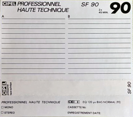 Compact Cassette Cipel SF 90 Type I Normal 1990 France