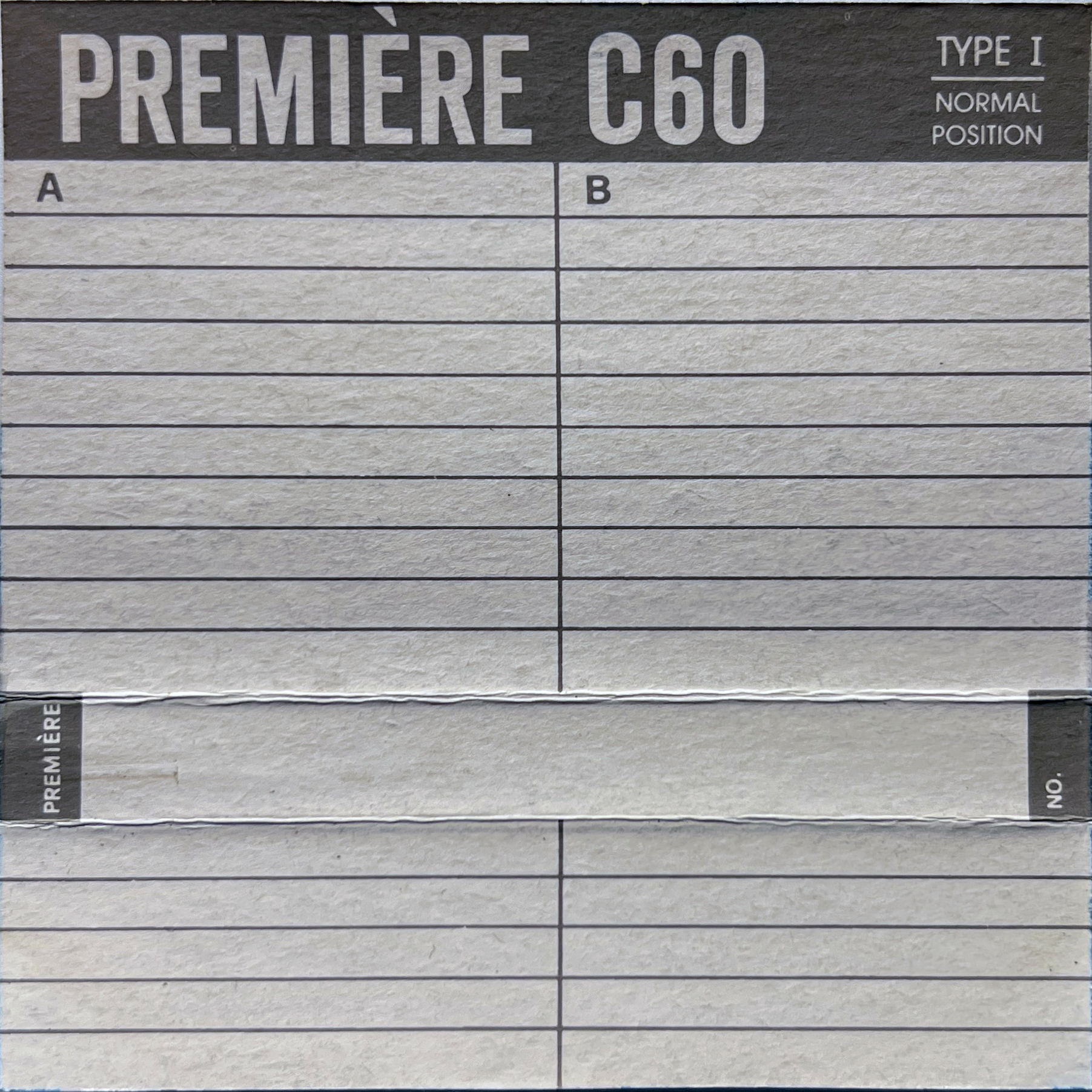 Compact Cassette Premiere 60 Type I Normal Hong Kong