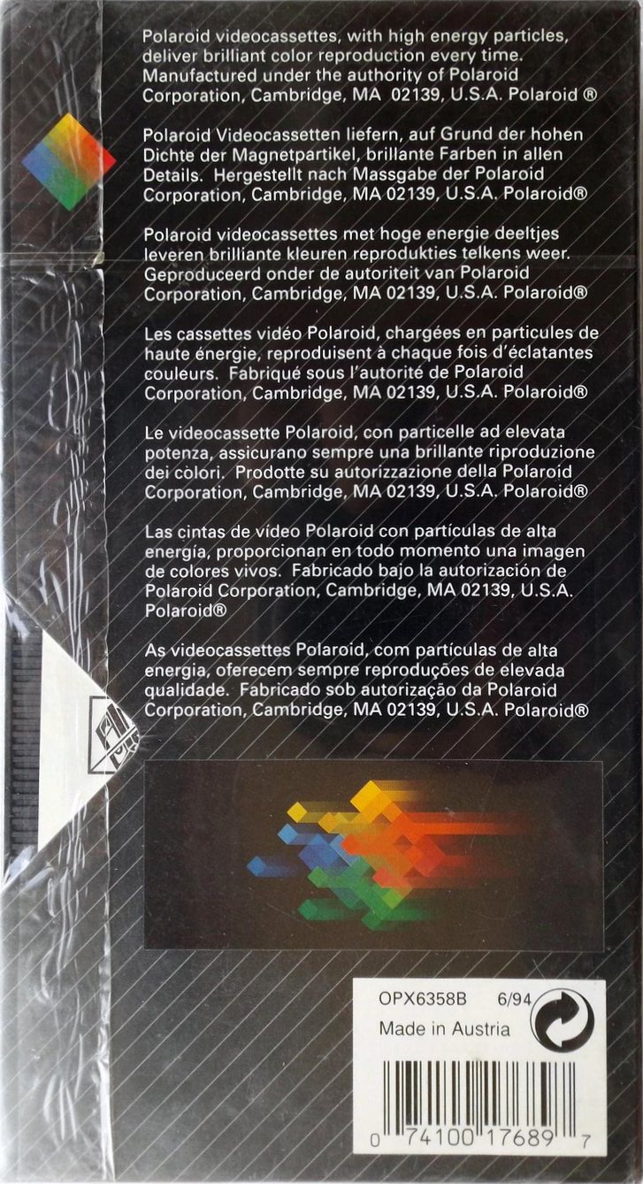 VHS, Video Home System Polaroid HQ 120 Type I Normal 1994 North America