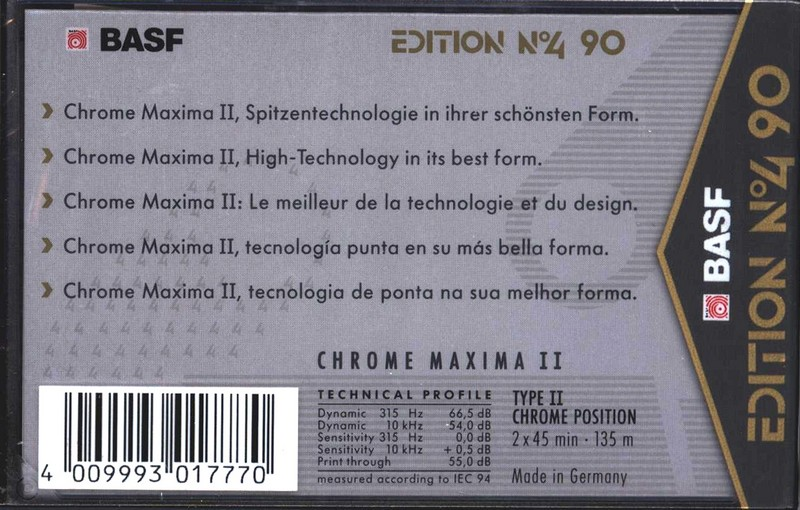 Compact Cassette: BASF  - Chrome Maxima II 90