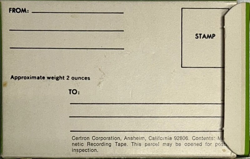 Compact Cassette Certron 60 Type I Normal 1971 USA