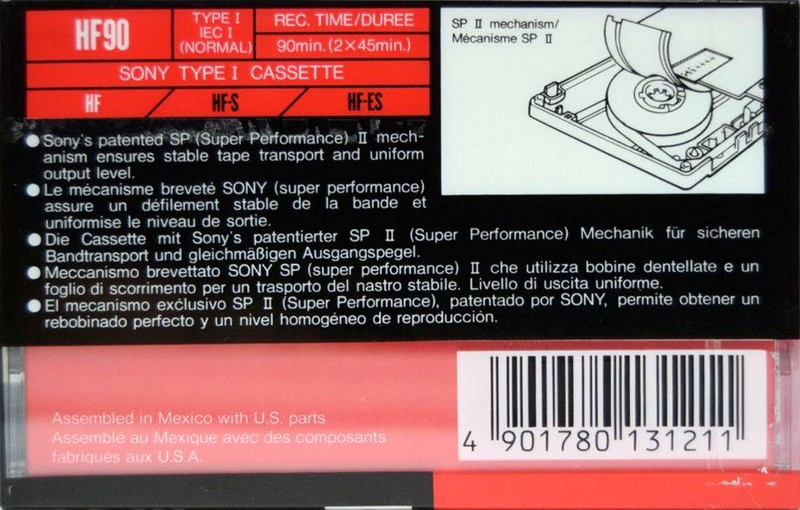 Compact Cassette Sony HF 90 Type I Normal 1991 Europe