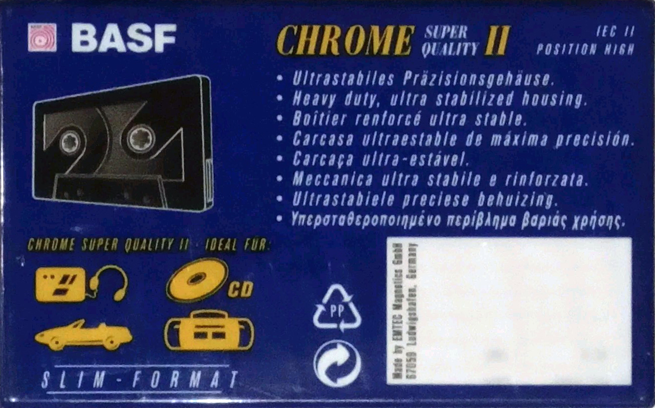 Compact Cassette Emtec Chrome Super Quality II 90 Type II Chrome 2000 Europe