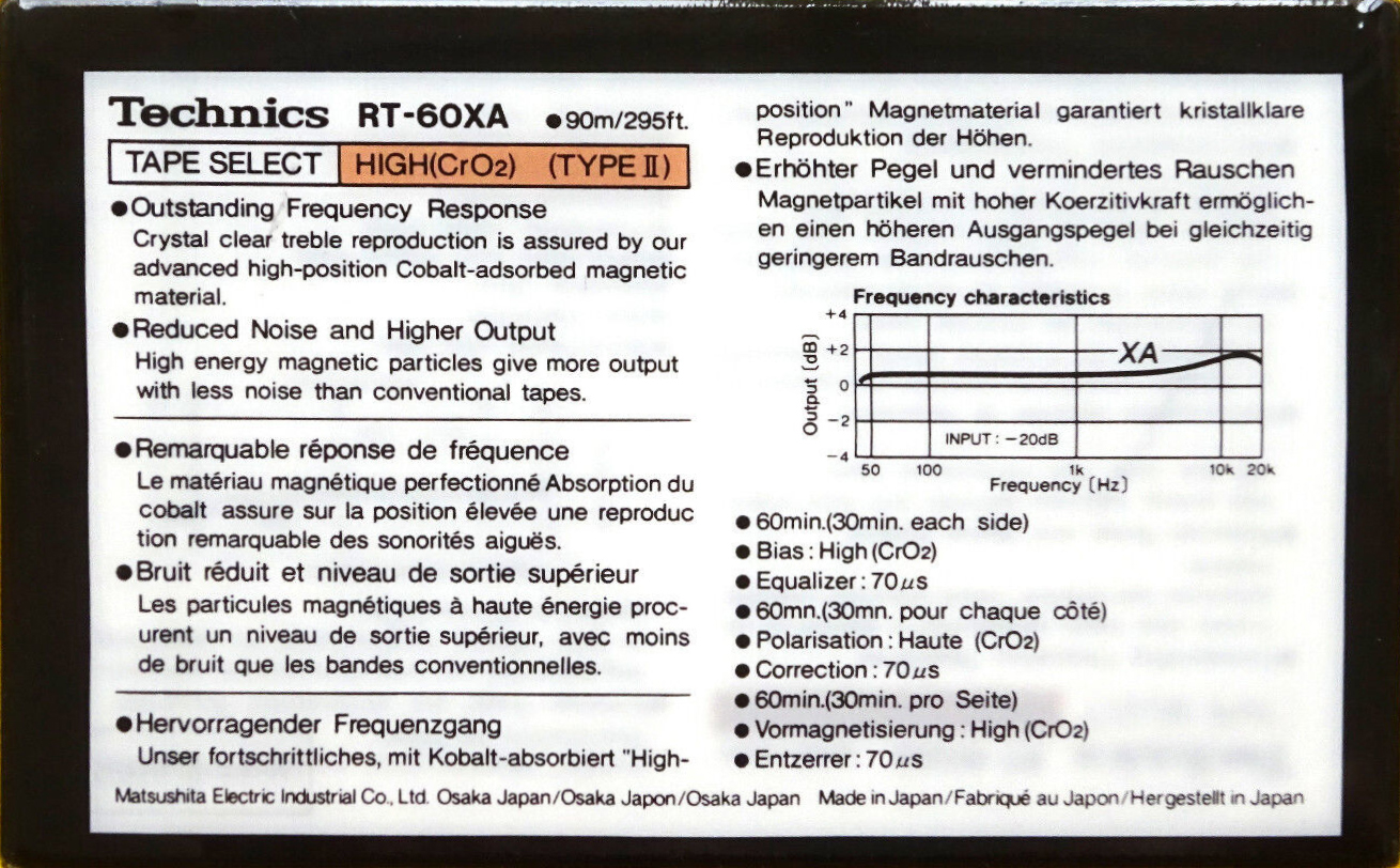 Compact Cassette: Matsushita Technics - XA 60