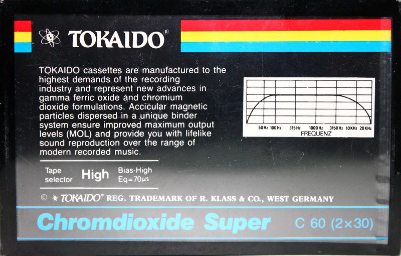 Compact Cassette Tokaido Chromdioxide Super 60 Type II Chrome 1990 Europe