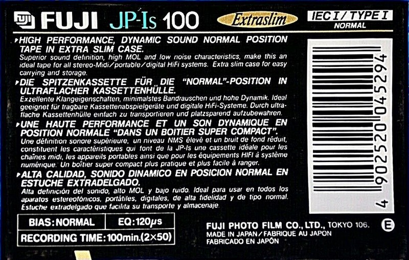 Compact Cassette Fuji JP-Is 100 Type I Normal 1990 Europe