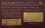 Compact Cassette Eico 1PD EX 60 Type II Chrome 1985 Japan