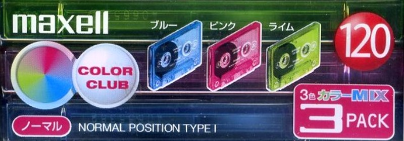 3 pack Maxell Color Club 120 "CC-120MIX.3P" Type I Normal 2001 Japan